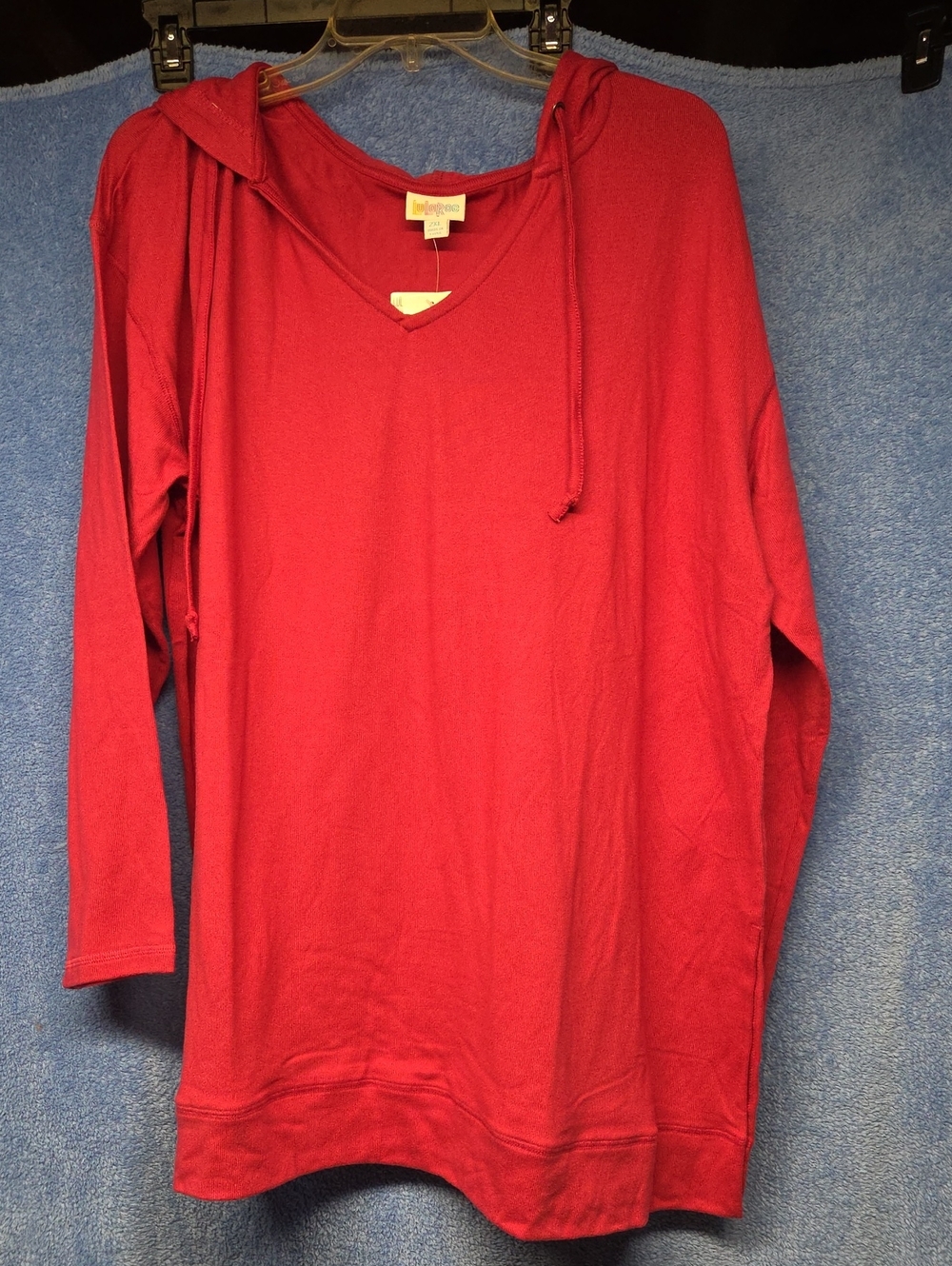 LuLaRoe Bright Raspberry V-Neck Hooded Pullover
